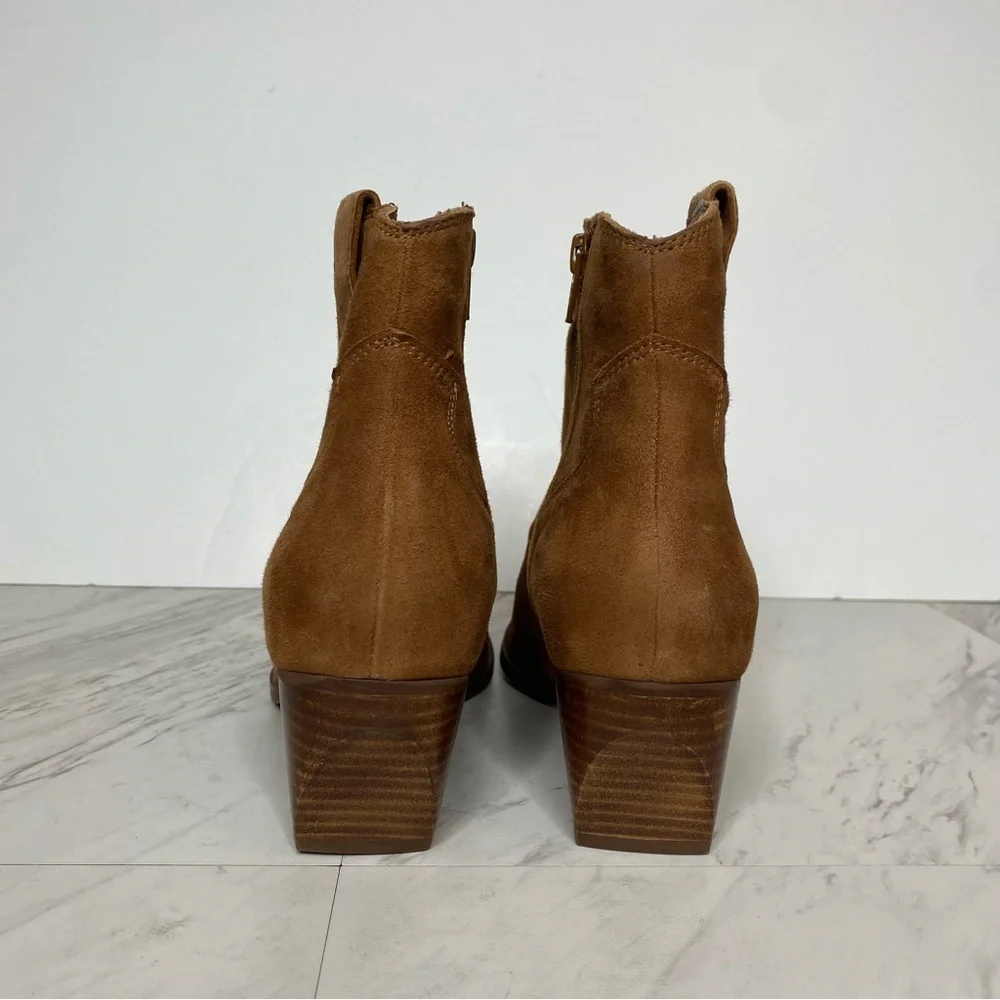 Seychelles Brown Suede Stacked Heel Bootie 6.5